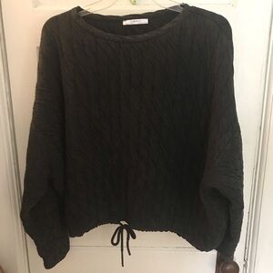 Zara Quilted Distressed Drawstring Hem Top